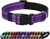 Reflective Dog Collar, Adjustable Nylon for Medium Dogs - Purple / M:width 3/4"neck 14-20.5"