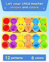 Tinabless Matching Eggs Toys 12 pcs Set Color & Shape Recognition - Yellow - Fruit & Vegetable Matching - image 2