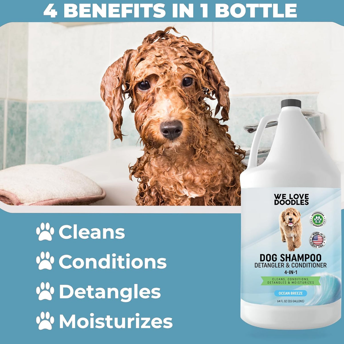 We Love Doodles Dog Shampoo Half Gallon, Cleans & Detangles - Ocean Breeze - image 4