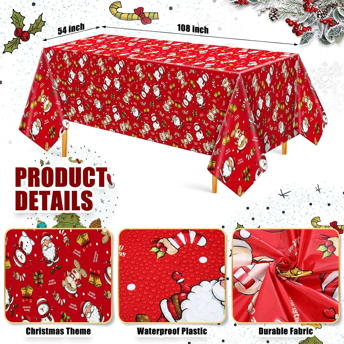 Newwiee 3 pack Halloween plastic tablecloths with candy corn print, 108 x 54 inches - view 26