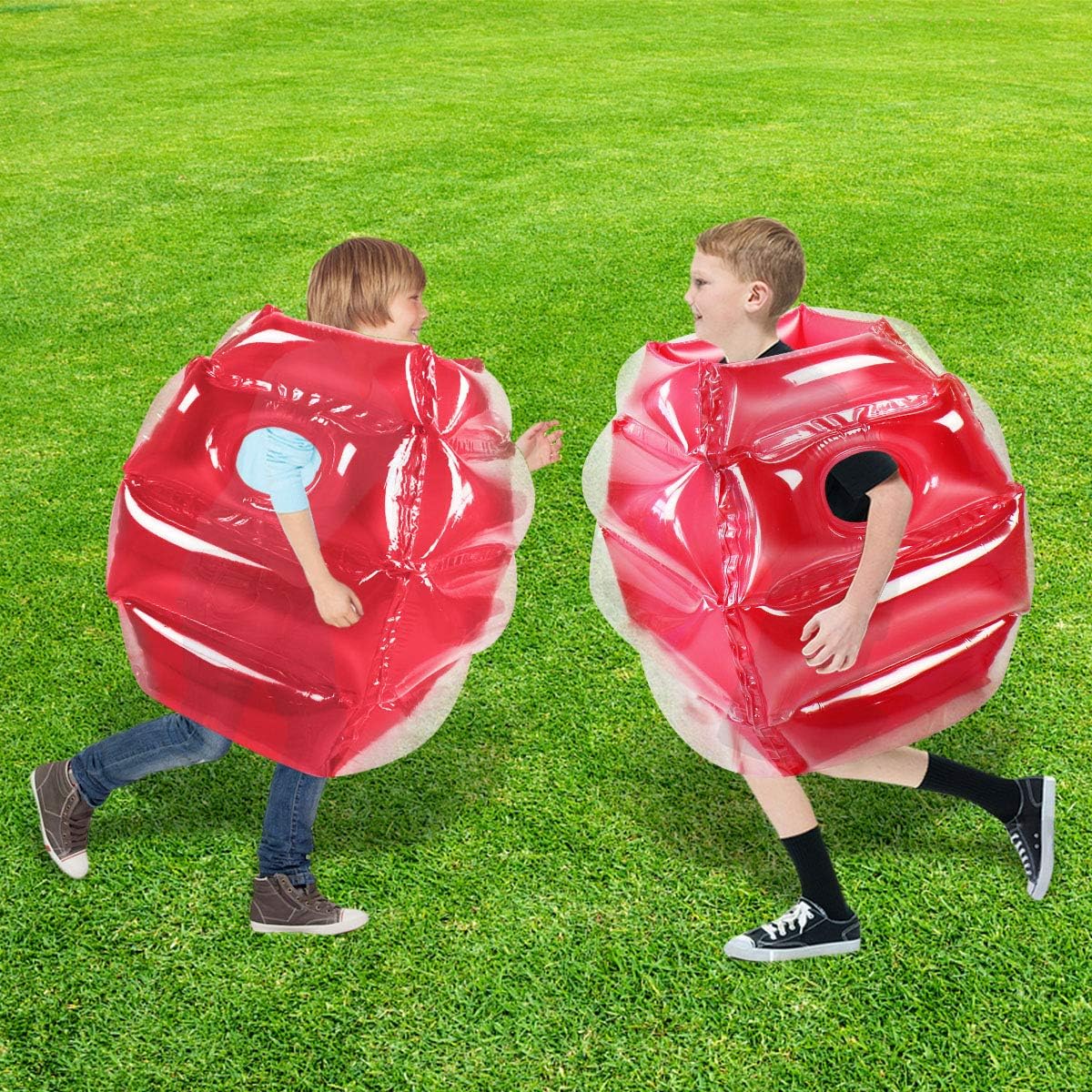 SUNSHINE-MALL 2 pc Sumo Balls for Kids, Bubble Bounce Ball - red+red - image 2