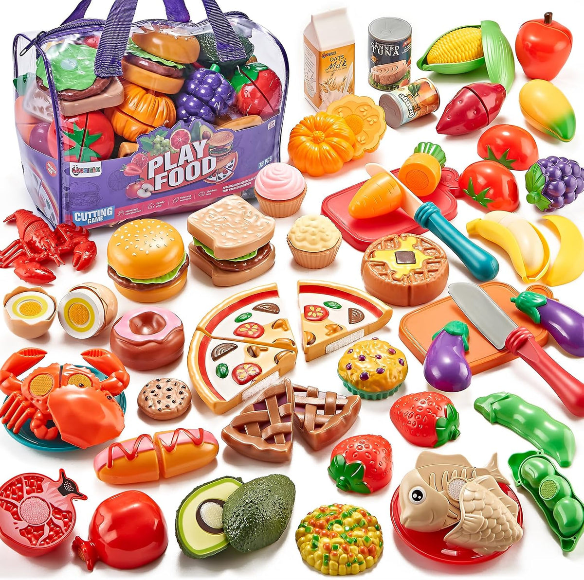 LAUGIGLE Pretend Play Food for Kids Kitchen - Bright Colors / 9.5 x 7 x 6 in