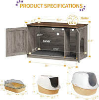 Hzuaneri Cat Litter Box Enclosure - Light Ivory and Brown / 39.4"L x 21.7"W x 23.6"H - image 2