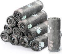 Tegeme 12 Pcs Puppy Blanket for Litter Dog Cat - Dark Gray / 23 x 16 Inch