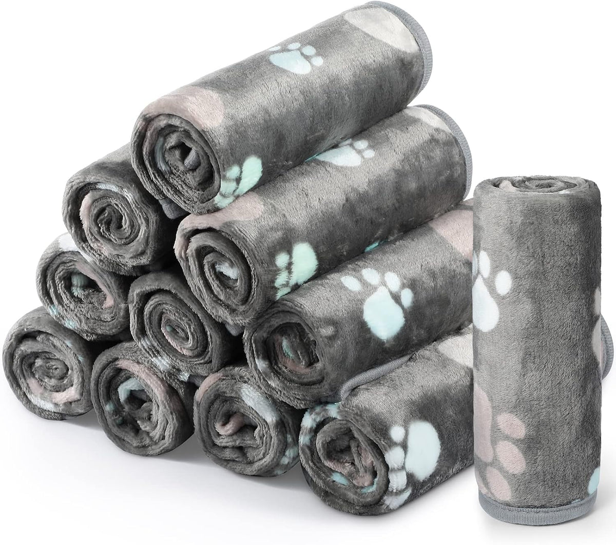 Tegeme 12 Pcs Puppy Blanket for Litter Dog Cat - Dark Gray / 23 x 16 Inch