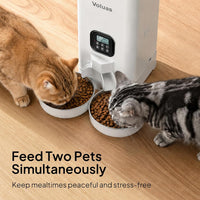 VOLUAS Automatic Cat Feeder for Two Cats with Dual Stainless Bowls - White Opaque / 6L - image 3