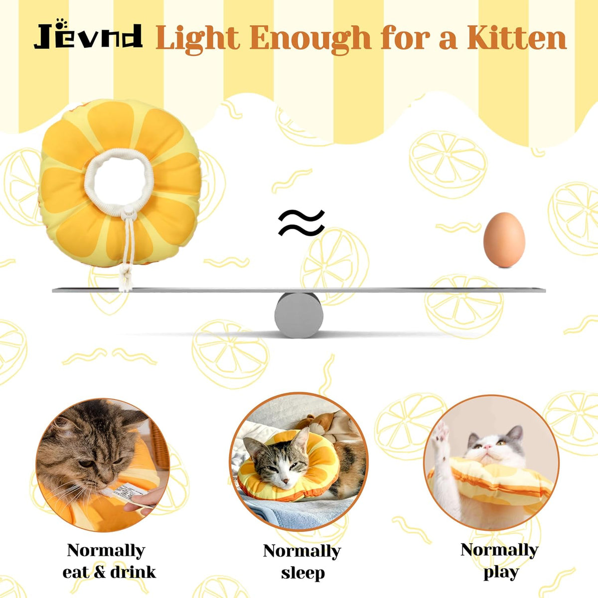 Soft cotton donut kitten cone with adjustable drawstring for cats 0-6 months - view 3