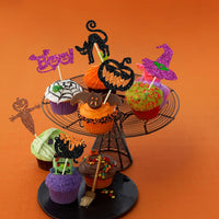 Ephlyn 24 white glitter ghost cupcake toppers for Halloween desserts - view 13