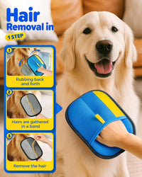 Pet Hair Removal Glove for Cat & Dog - Blue-2 Pack - image 2