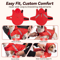 VIVAGLORY Dog Raincoat Wetoff Dog Rain Coat, XS - Red / XXS (13"-15" chest girth) - image 2