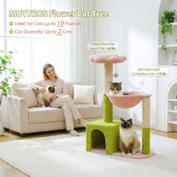 Flower Cat Tree with Large Metal Frame Hammock - 35" Upgraded Flower Cat Tree / Pink - image 2