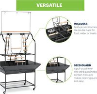 Prevue Pet Products Parrot Play Stand with Wheels, Black - Large - image 4