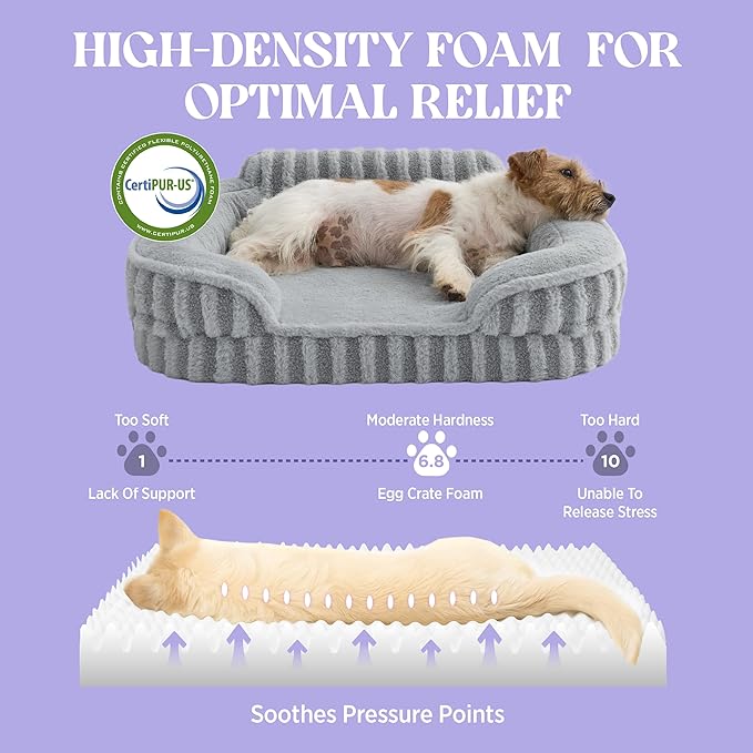 LE SURE Cute Dog Bed Medium Size Dog, Orthopedic Waterproof Medium Pet Beds with Sides, Non-Slip Bottom and Egg-Crate Foam Pet Couch Sofa with Washable Removable Cover, Grey