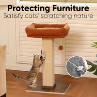 FUKUMARU Retro-Style Cat Scratching Post with Perch for Indoor Adult - Brown - image 4