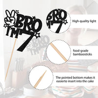 1 PCS Brother I'm 7 Cake Topper Glitter Star Happy 7th Birthday Cake - Black 7th - image 3