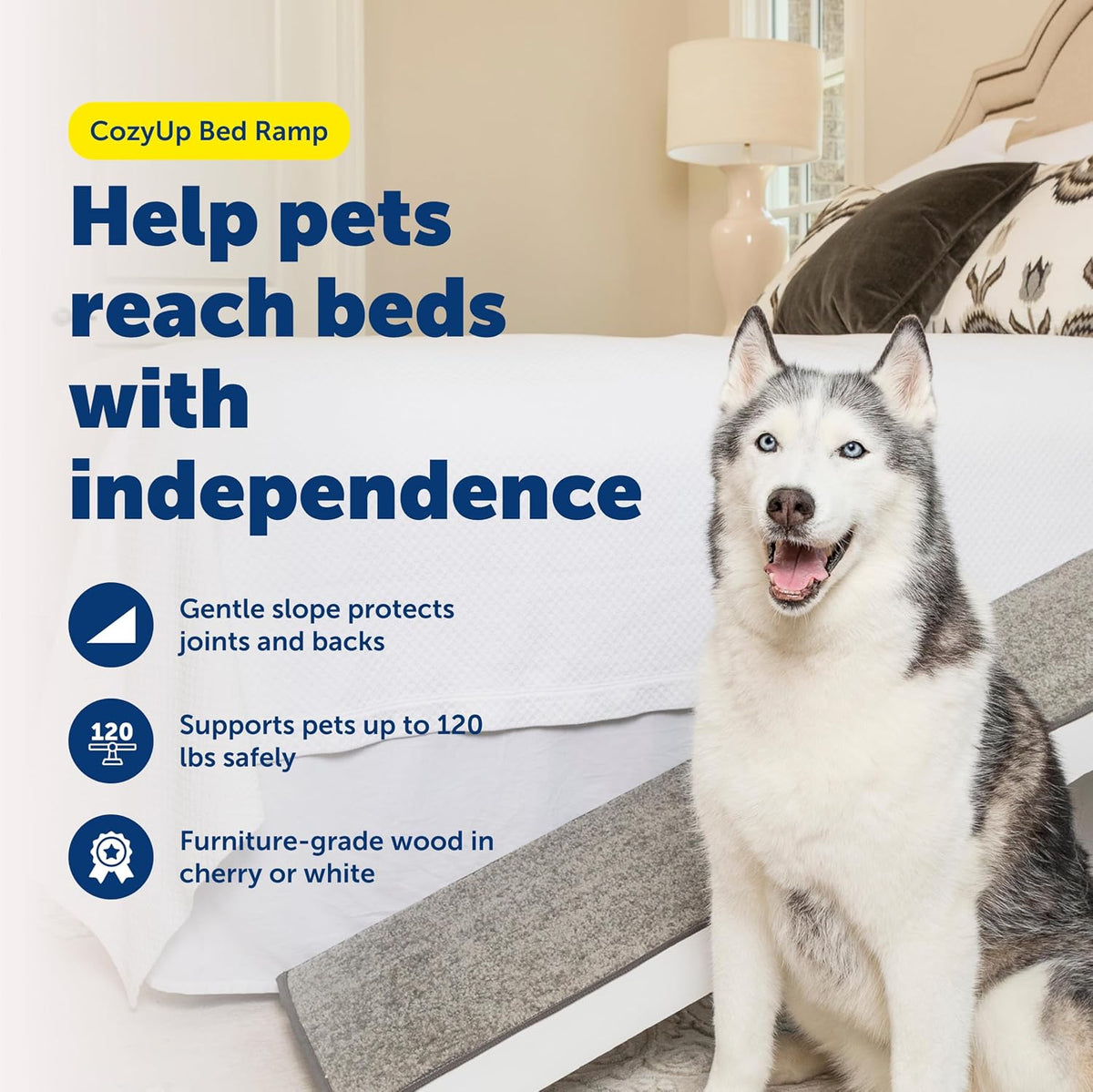 PetSafe CozyUp Bed Ramp, Supports Pets Back & Joints - White / Ramp - image 2