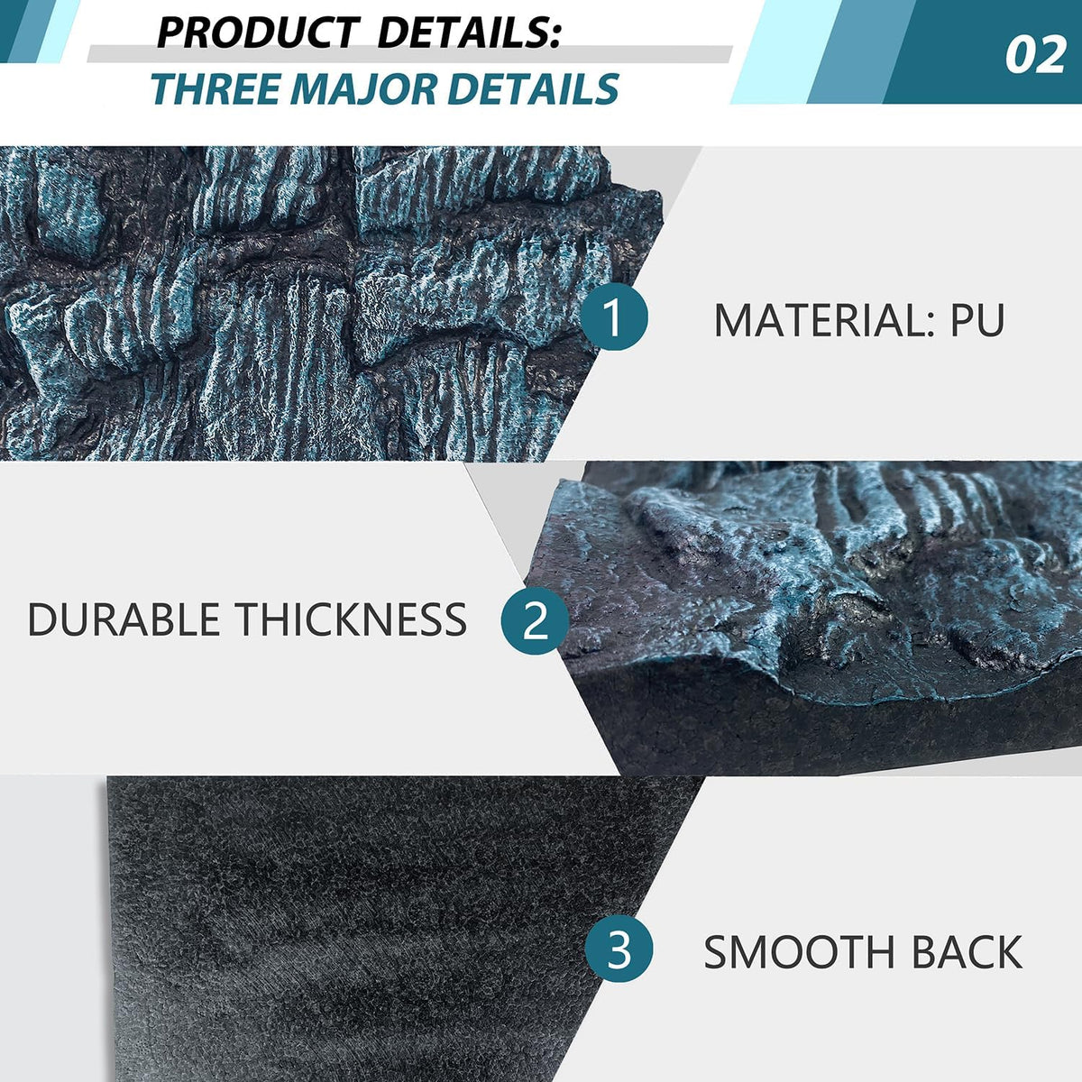 4pcs Rock Terrarium Background, 3D Reptile Tank Background Board - Blue-17.7"*11.8"（1pcs） - image 3