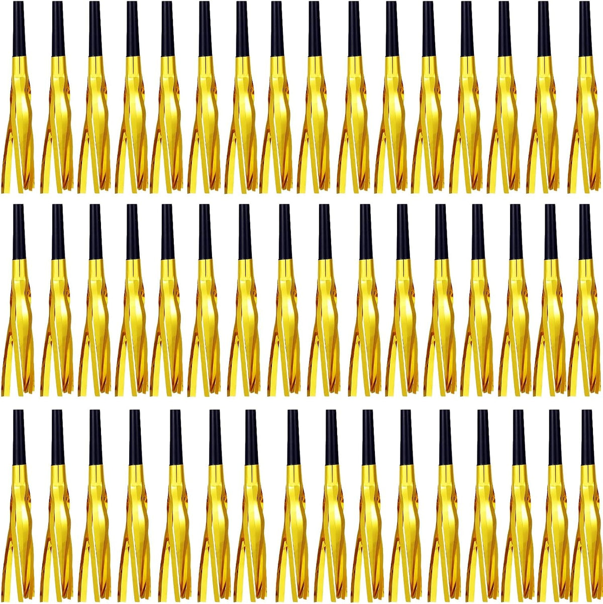 LCPQMZGH 48 silver glitter metallic fringed noise makers party horns - view 3