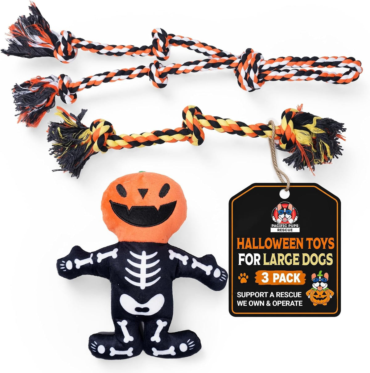Pacific Pups Products Halloween Dog Toys 8-Pack for Small Dogs - Large Dog 3 Pack
