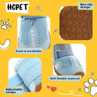 Hcpet Dog Shoes, Dog Boots for Large Dogs, Breathable Dog Booties Paw Protector for Summer Hot Pavement, Winter Snowy Day, Outdoor Walking, Indoor Hardfloors Anti Slip Sole Blue Size 6