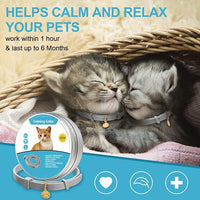 4 Pcs Cat Calming Collar Adjustable Lavender Scent Relaxing Cat Collar with 2 Pendant for Puppies Reduce Stress Aggression Anxious, up to 15 Inches(Grey, Silver)