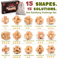 VolksRose 12pcs Wooden Brain Teaser Puzzles - C-15pcs-4.5cm - image 3