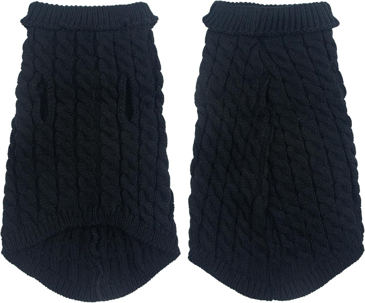Black knit turtleneck pullover dog sweater in size M - view 2