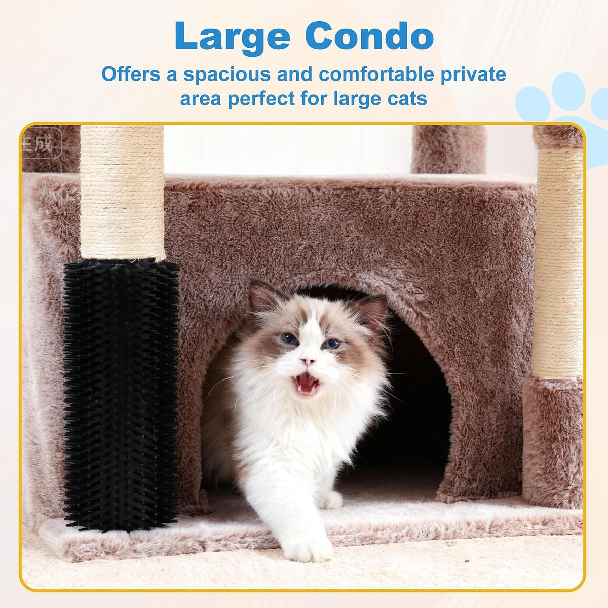 Hey-brother Cat Tree Tower with Large Platform, Spacious Condo - Muchroom / 35.4 Inches - image 4