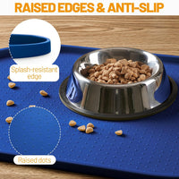 Hubulk 100% Waterproof Silicone Pet Feeding Mat with Raised Edge - Navy Blue / 16"L x 10"W - image 3