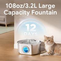 Cat Water Fountain Stainless Steel - 108oz Fountain+1 Filter +1 Sponge - image 2