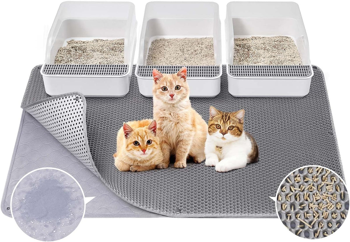 Fostanfly Cat Litter Mat, Machine Washable - Grey