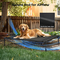Veehoo Cooling Elevated Dog Bed with Fluffy Plush Bolster Cushion, Indoor Raised Dog Beds for Large Dogs, Soft Pet Sofa Cot with Removable Washable Mat, No-Slip Feet, 32 x 25 inches, Cream White