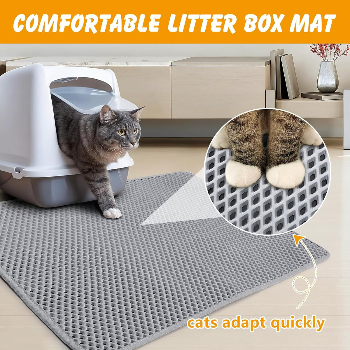 Double Layer Cat Litter Mat, Waterproof Non-Slip - grey / 30x24 inch - image 2