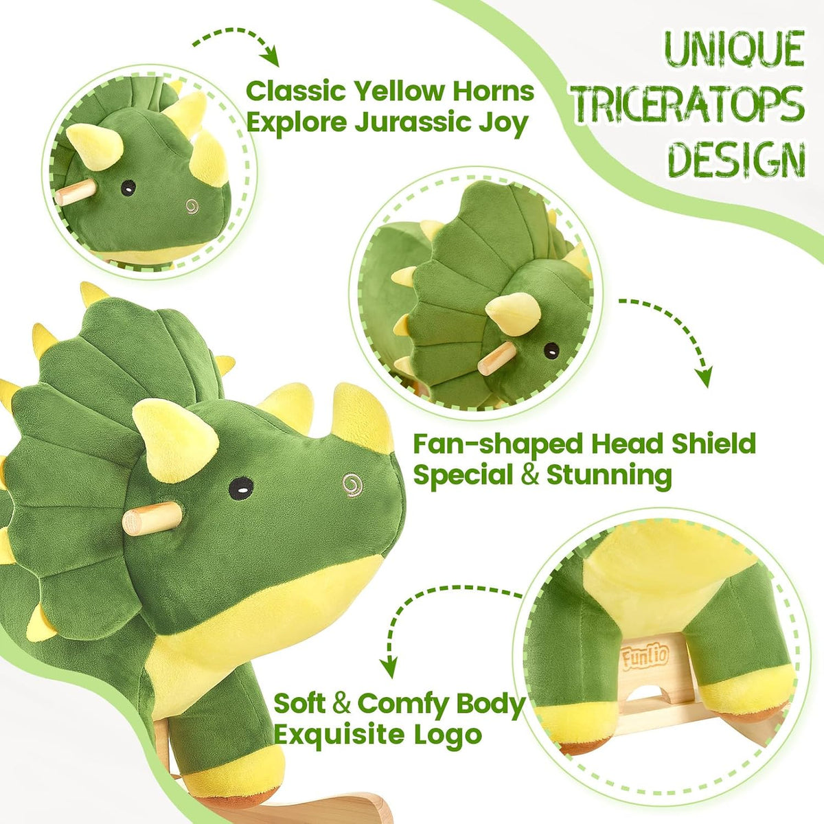 FUNLIO Unicorn Baby Rocking Horse - Youthful-dinosaur - image 2