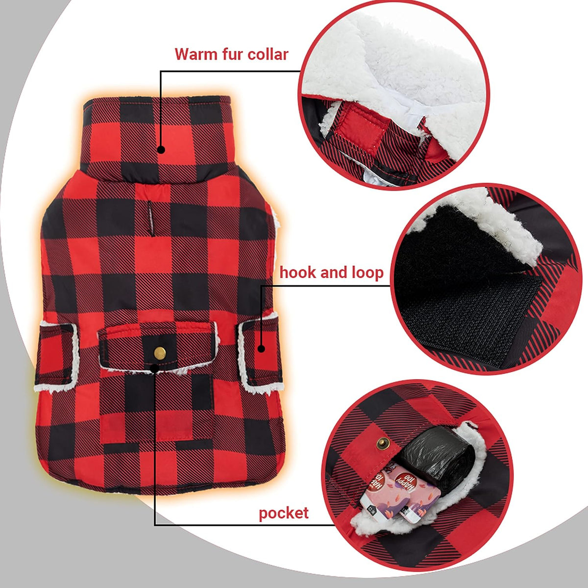 Dog Winter Coat for Cold Weather - Red / X-Large - image 2