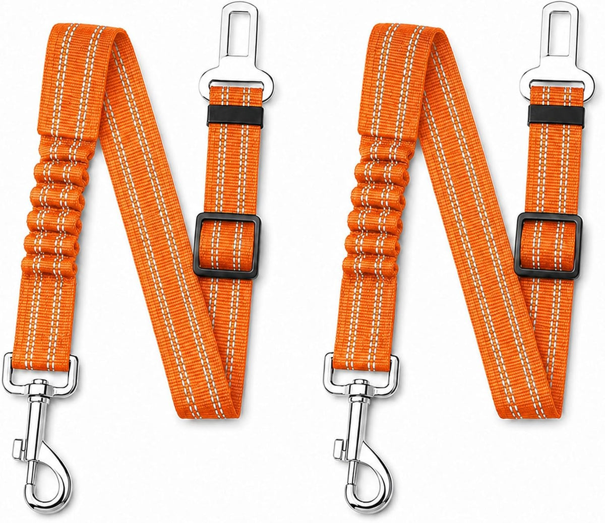 Dog Seat Belt 2Pcs, Retractable Pet Car Harness - Orange