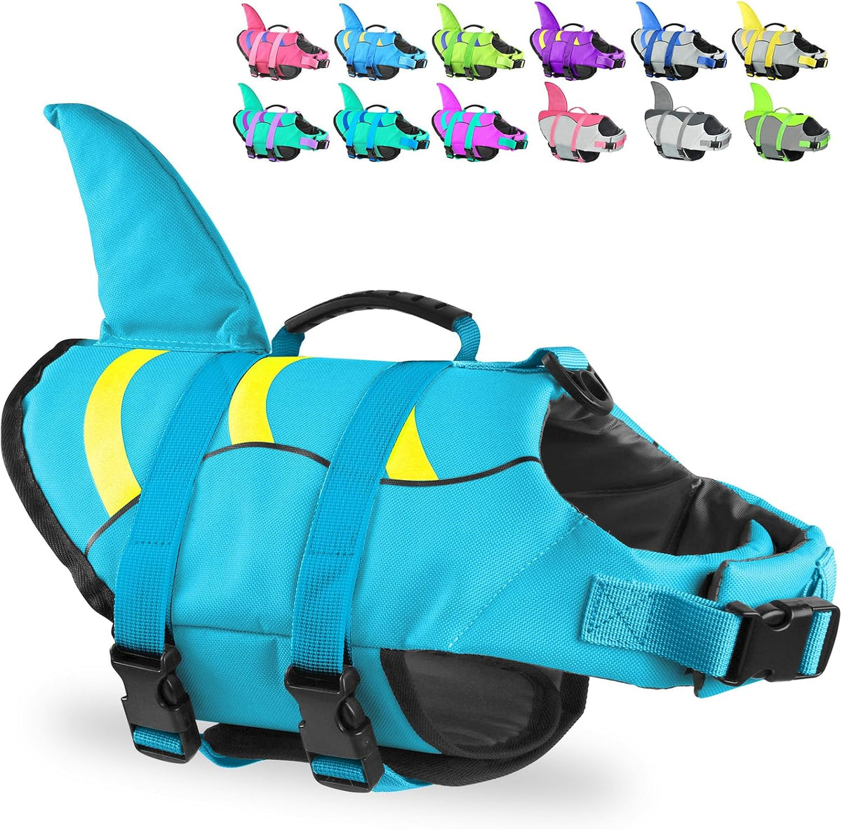 Fragralley Shark Dog Life Jacket - X-large / Blue-Wave Shark