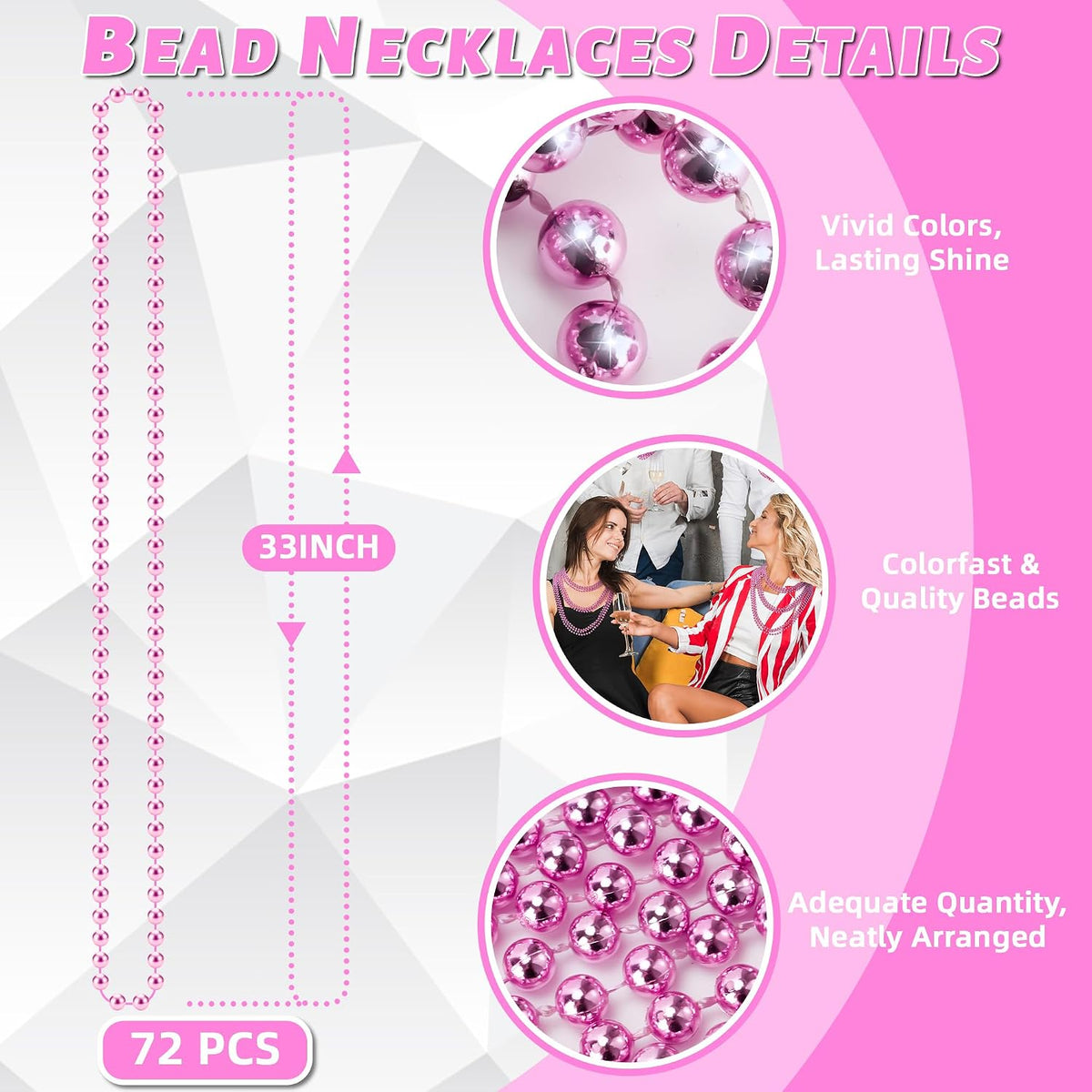 YAXINRUI 120 PCS St. Patricks Day Necklaces - Pink / 72 Pcs - image 3