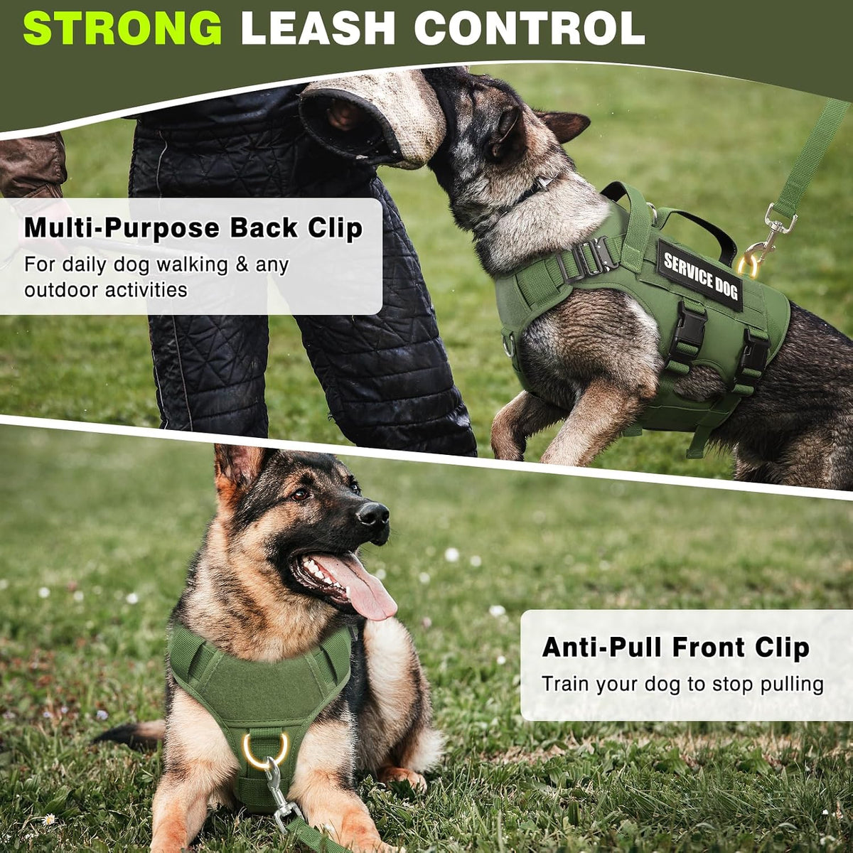 WINSEE Tactical Dog Harness with Dog Leash - X-Large / Green - image 4