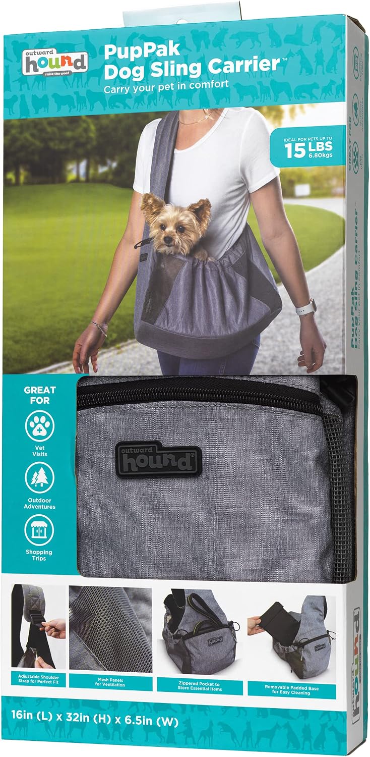 Outward Hound PupPak Dog Front Carrier, 12.5" x 9" x 14" - Grey / 15.9"L x 6.7"W x 26.0"H - image 2
