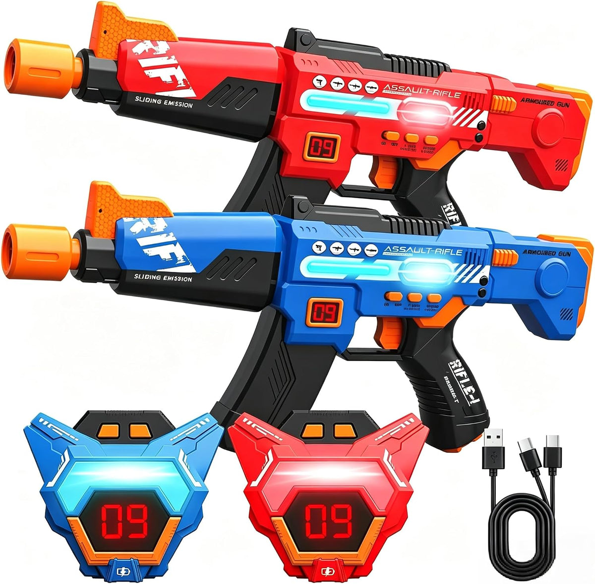 inodoo rechargeable laser tag set of 4 blasters with LED digital vests - view 3