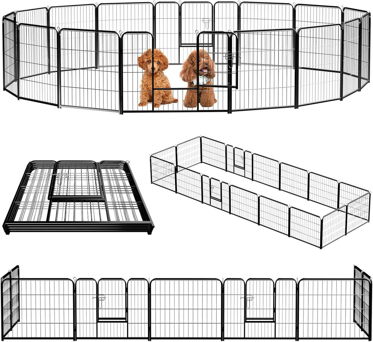 NEWBULIG Dog Playpen Indoor 32 Inch 8 Panels - Jet Black / 16 / 24IN