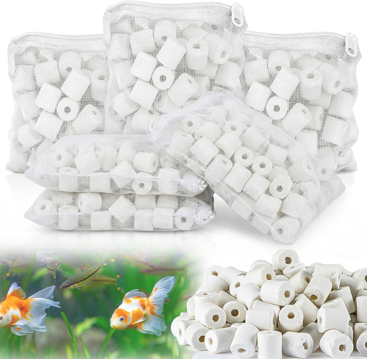 Sukh Ceramic Rings for Aquarium Filter - White / 30oz
