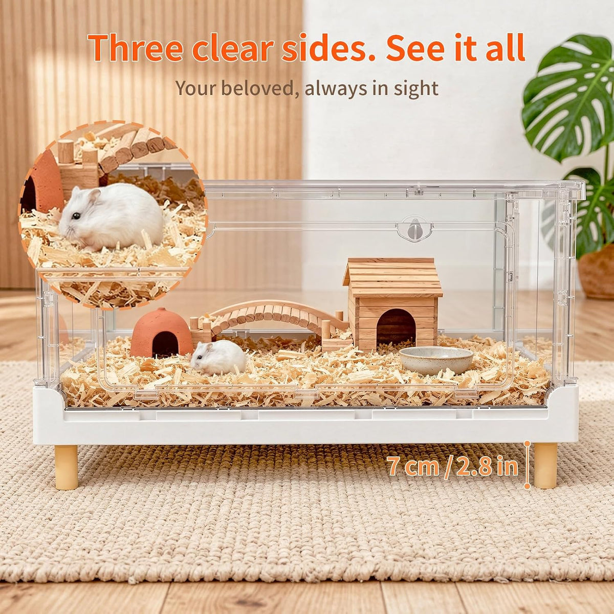 Hamster Cage15.4 High Panoramic Clear Syrian Playhouse – Essentials for Small Pets - Low (13.4" H) - image 3
