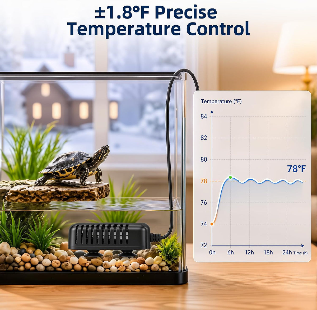 FREESEA Adjustable Turtle Tank Heater: Precise Temperature Control - 50W(1-10gallon) - image 3