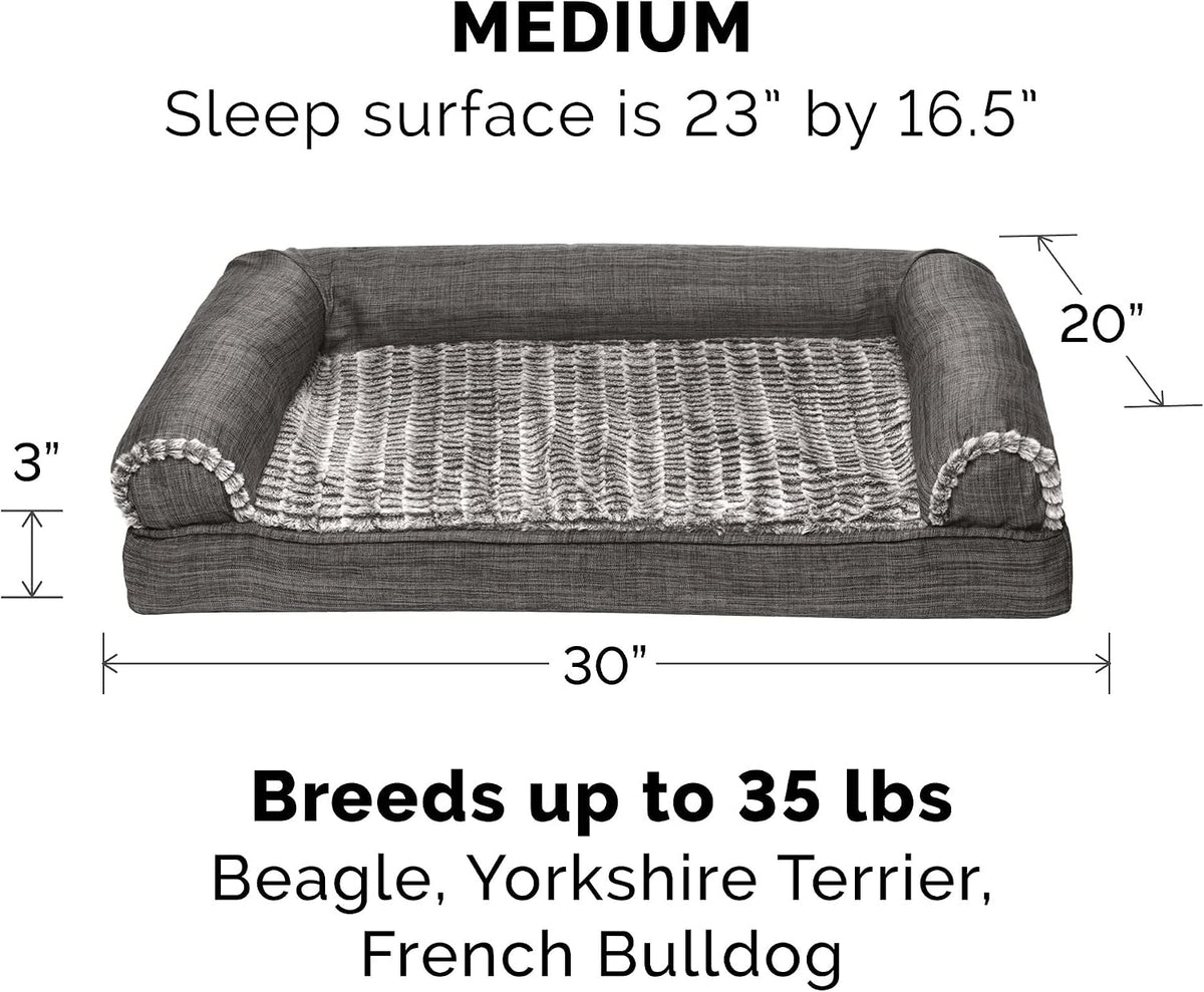 Furhaven Orthopedic Dog Bed for Large Dogs w/ Removable Bolsters - Medium / Charcoal - image 2