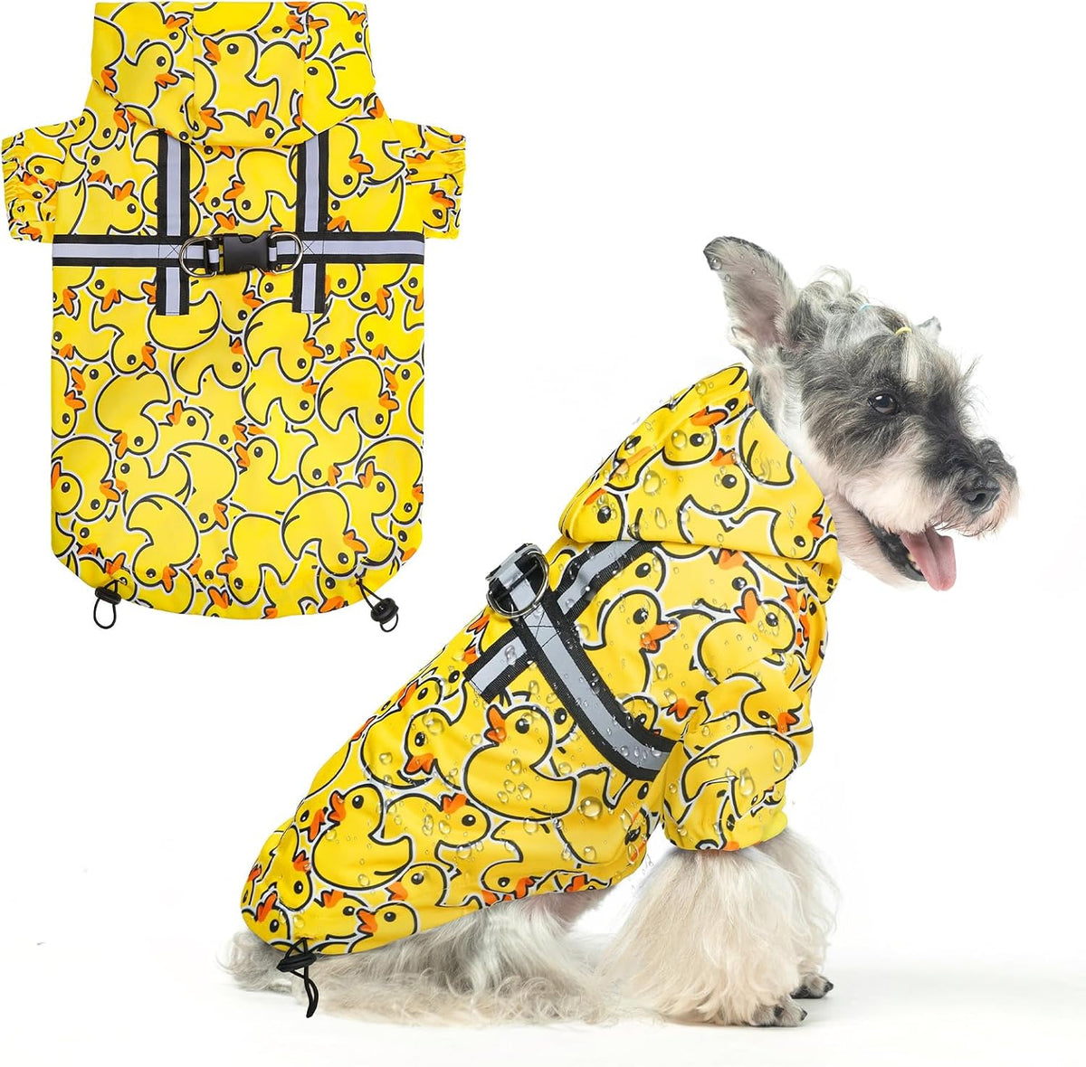 Dog Raincoats for Medium Dogs, Waterproof Rain Jacket with Hood – Essentials for Dogs - Duck Yellow / S(Back 13.2", Chest 18.5", Neck 13.9")