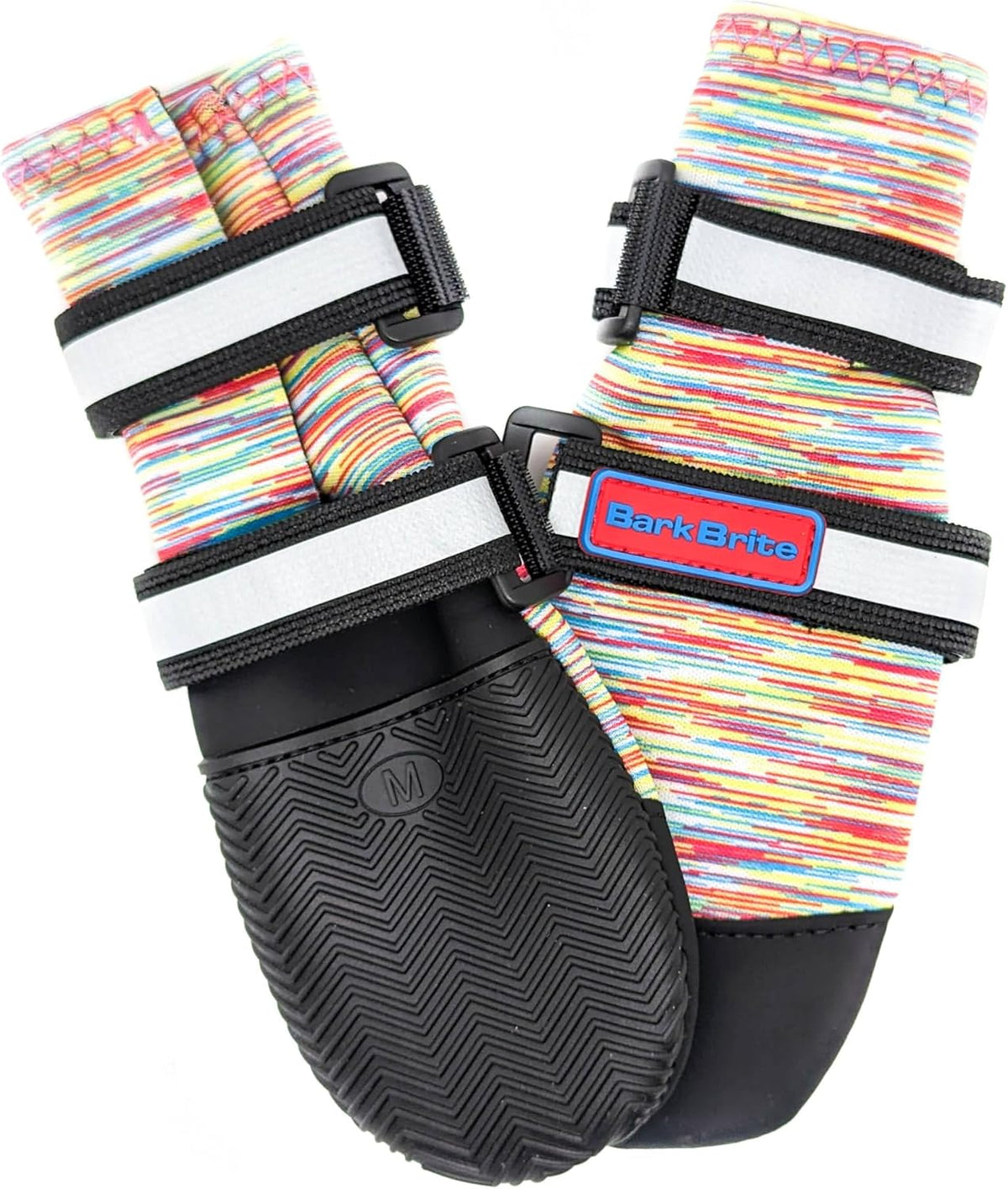 All Weather Neoprene Paw Protector Dog Boots with Reflective Straps - Multicolor / Medium