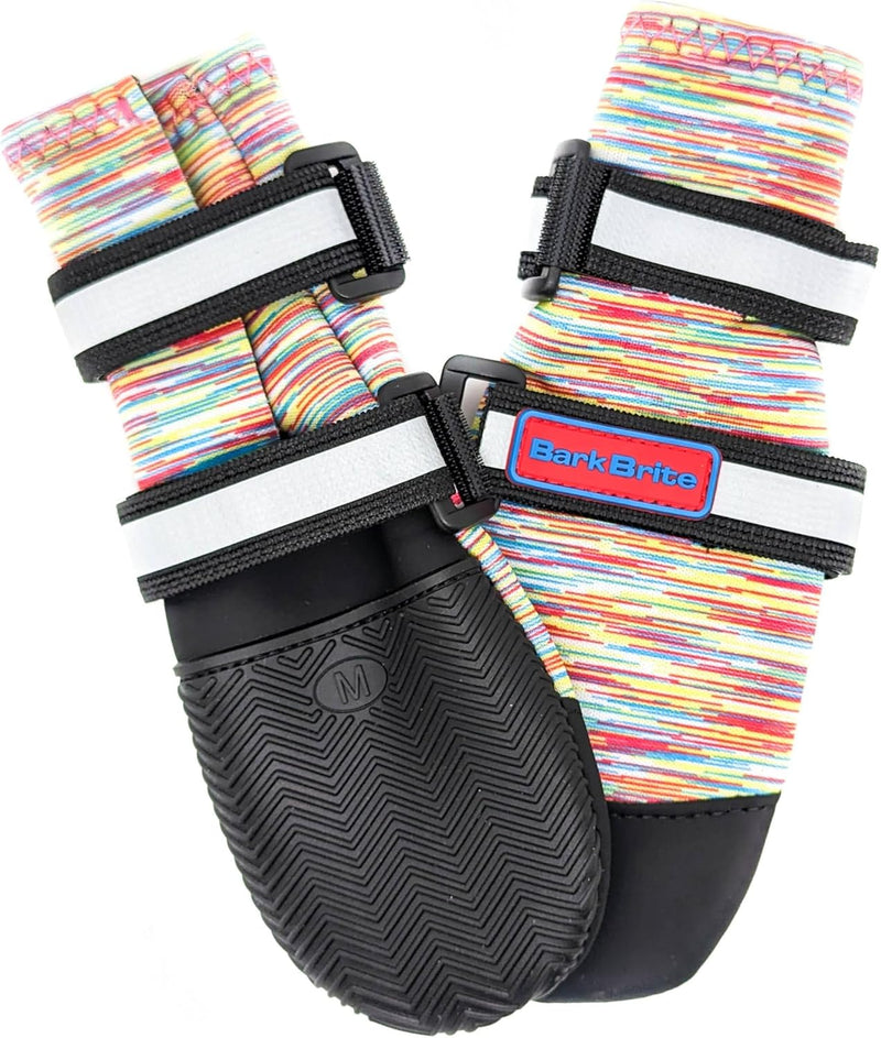 All Weather Neoprene Paw Protector Dog Boots with Reflective Straps - Multicolor / Medium