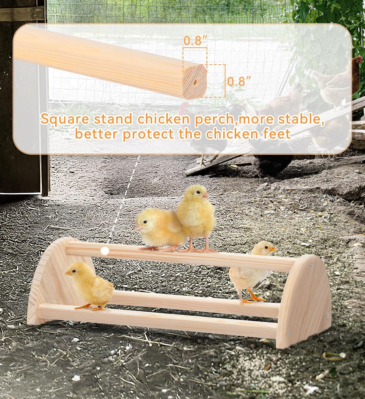 PETSFIT Baby Chick Roosting Bar, Anti-Rotation, Solid Wood - 14.4“L×8W×4.3"H / Basic - image 4